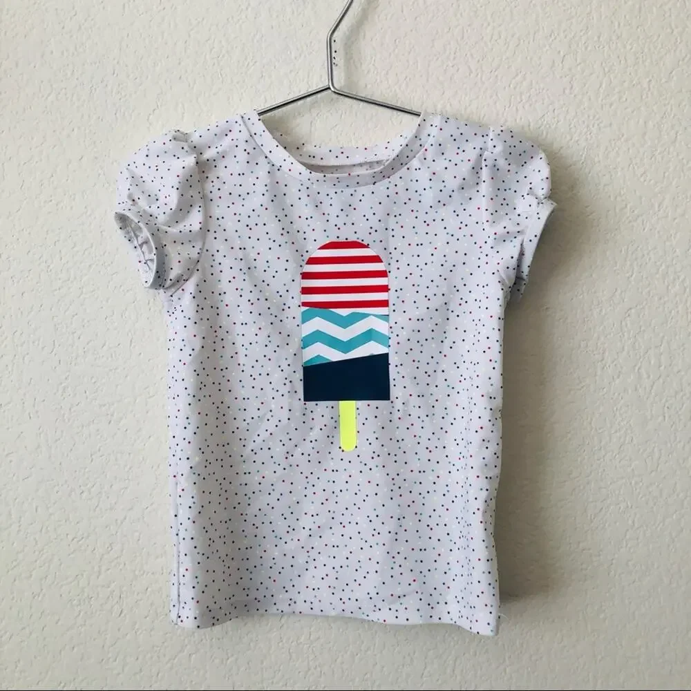 Cat & Jack red white blue dot print popsicle short sleeve rashguard swim top
